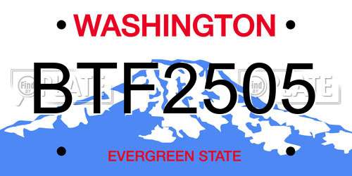 BTF2505 Washington License Plate