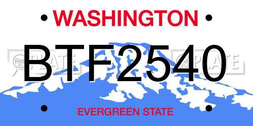 BTF2540 Washington License Plate