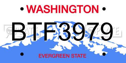 BTF3979 Washington License Plate