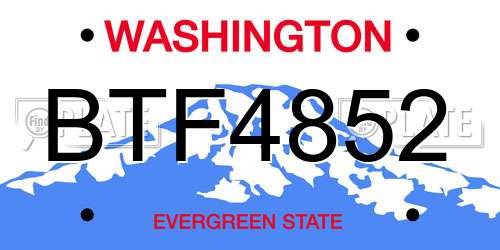 BTF4852 Washington License Plate