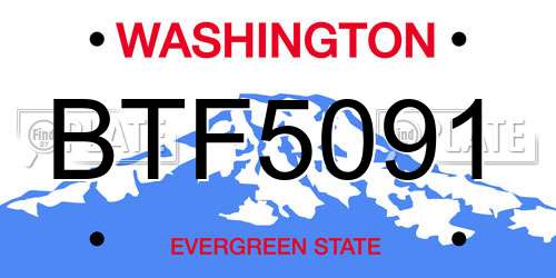 BTF5091 Washington License Plate