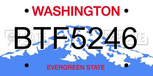 BTF5246 Washington License Plate