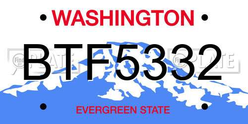 BTF5332 Washington License Plate