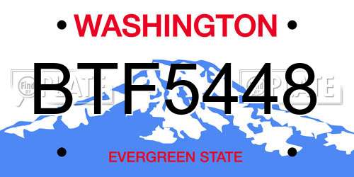 BTF5448 Washington License Plate