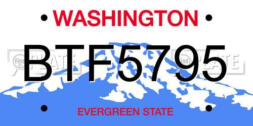 BTF5795 Washington License Plate