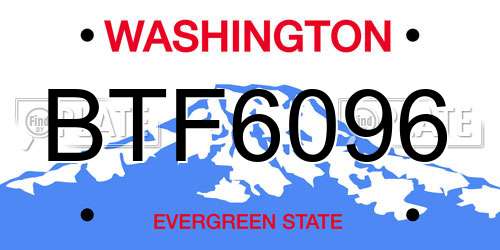 BTF6096 Washington License Plate