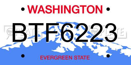 BTF6223 Washington License Plate