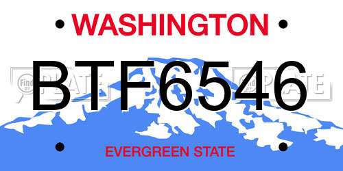 BTF6546 Washington License Plate