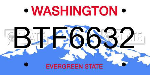 BTF6632 Washington License Plate