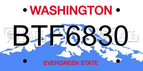 BTF6830 Washington License Plate