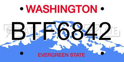 BTF6842 Washington License Plate