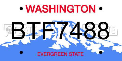 BTF7488 Washington License Plate