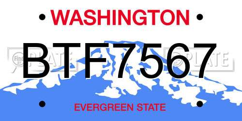 BTF7567 Washington License Plate