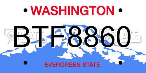 BTF8860 Washington License Plate