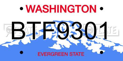 BTF9301 Washington License Plate