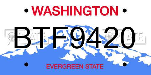 BTF9420 Washington License Plate