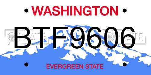 BTF9606 Washington License Plate