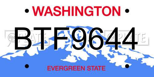 BTF9644 Washington License Plate