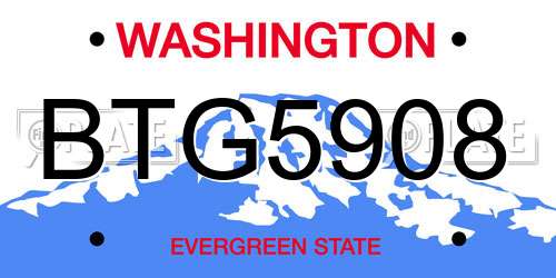 BTG5908 Washington License Plate