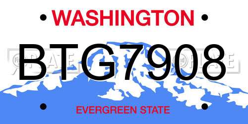 BTG7908 Washington License Plate