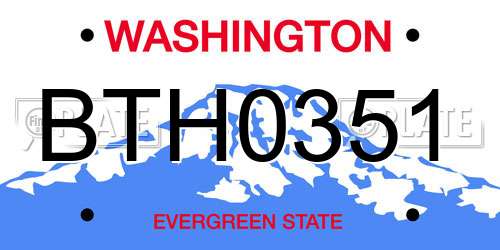 BTH0351 Washington License Plate