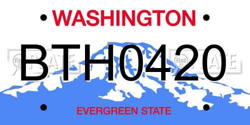 BTH0420 Washington License Plate