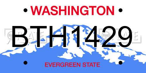 BTH1429 Washington License Plate