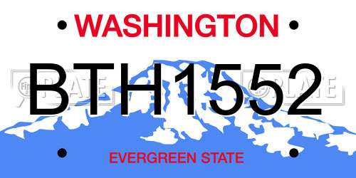 BTH1552 Washington License Plate