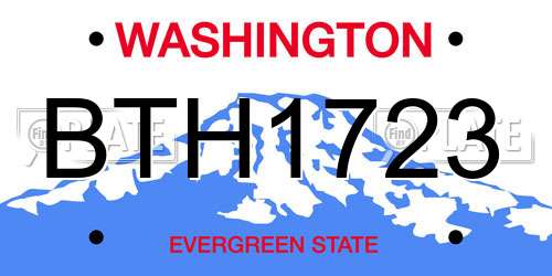 BTH1723 Washington License Plate
