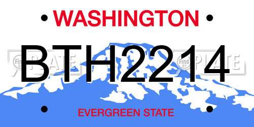BTH2214 Washington License Plate