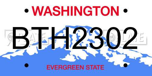 BTH2302 Washington License Plate