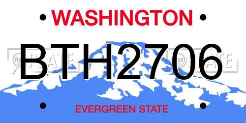 BTH2706 Washington License Plate