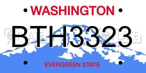 BTH3323 Washington License Plate