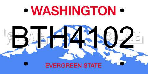BTH4102 Washington License Plate