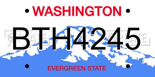 BTH4245 Washington License Plate