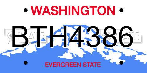 BTH4386 Washington License Plate