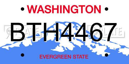 BTH4467 Washington License Plate