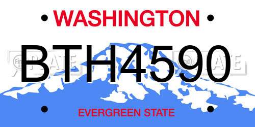 BTH4590 Washington License Plate