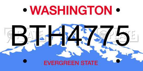 BTH4775 Washington License Plate