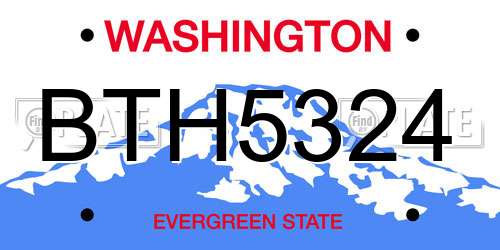 BTH5324 Washington License Plate