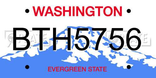 BTH5756 Washington License Plate