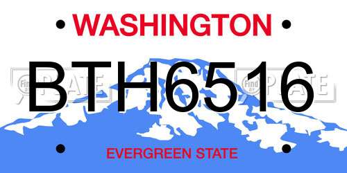 BTH6516 Washington License Plate