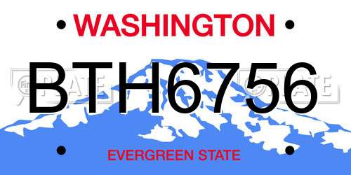 BTH6756 Washington License Plate