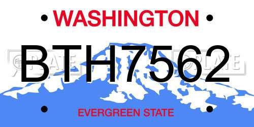 BTH7562 Washington License Plate