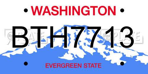 BTH7713 Washington License Plate