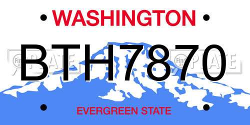 BTH7870 Washington License Plate