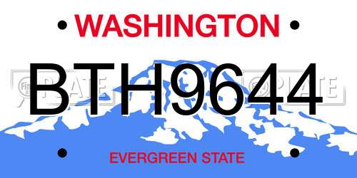 BTH9644 Washington License Plate
