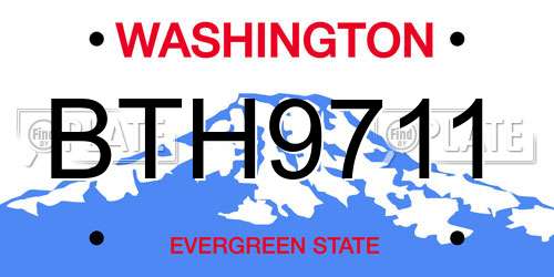 BTH9711 Washington License Plate