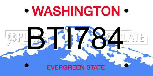 BTI784 Washington License Plate
