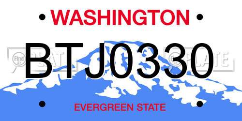 BTJ0330 Washington License Plate
